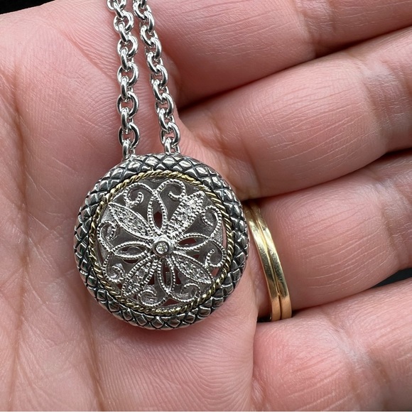 ANDREA CANDELA 18K Diamond Sterling Silver 20” Ornate Filagree Necklace - Picture 4 of 12